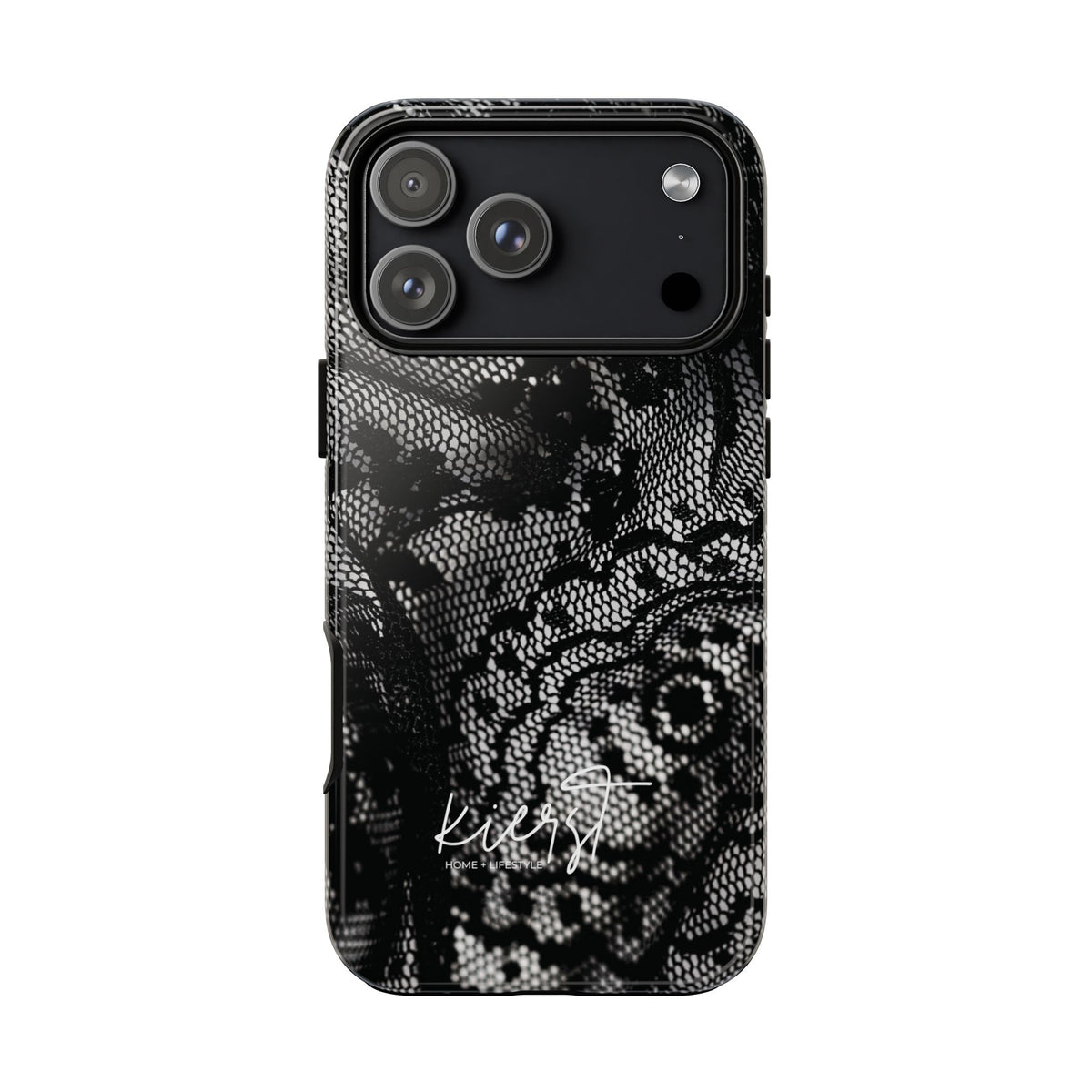 Black + White Lace Print iPhone Case