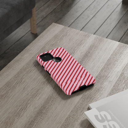 Holiday 25 Pink and Red Diagonal Striped Google Pixel Phone Case