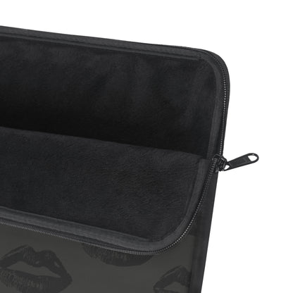 Black Lips on Charcoal Laptop Sleeve | Bold & Moody Tech Accessory
