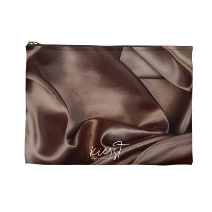 Chocolate Silk Print Accessory Pouch