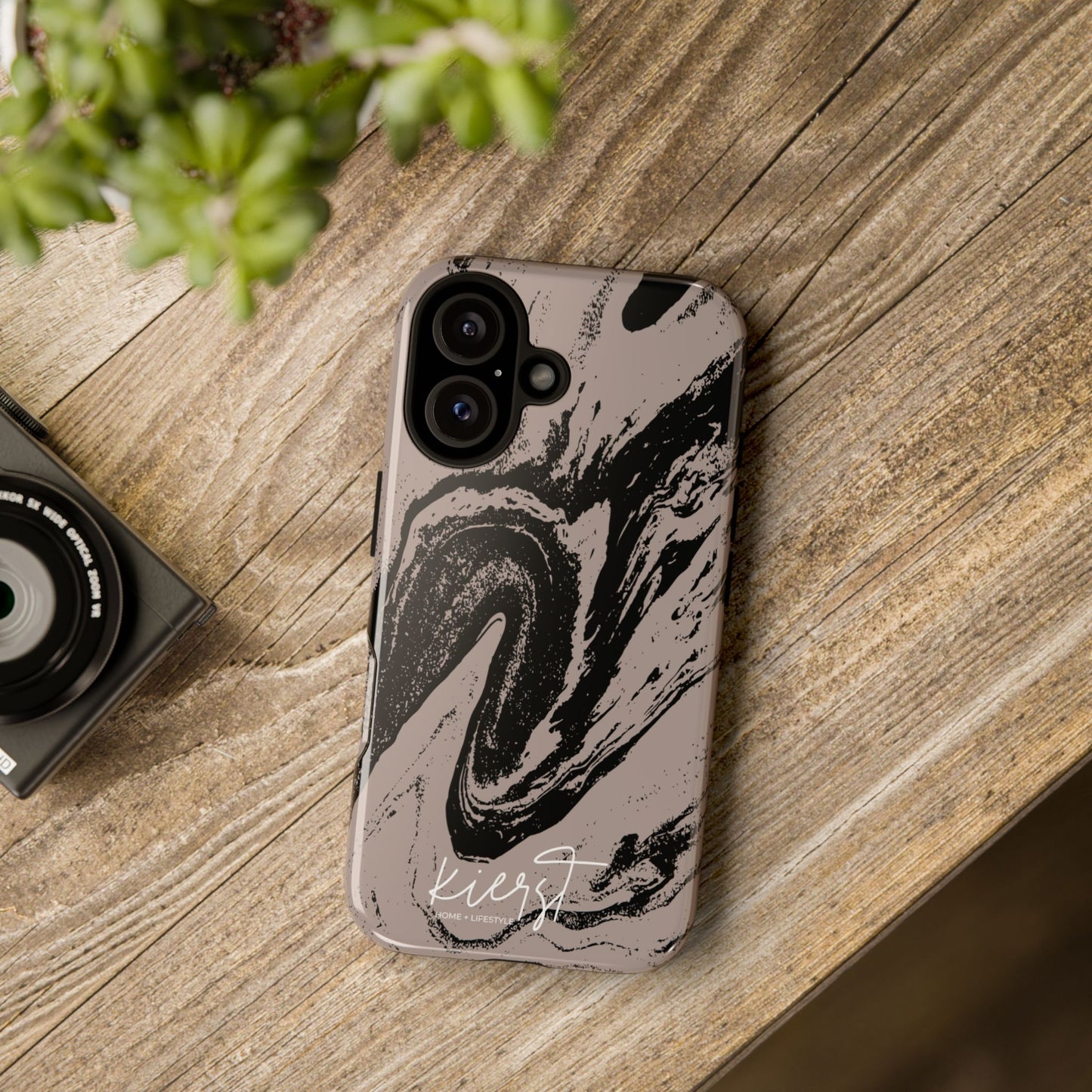 Taupe and Black Marble iPhone Case