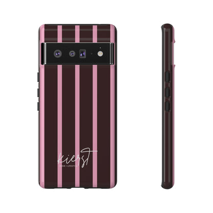 Signature Velvet Noir + Pink Stripes Google Pixel Phone Case