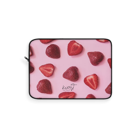 Strawberries Laptop Sleeve – Protective Case with Red Berries on Pink