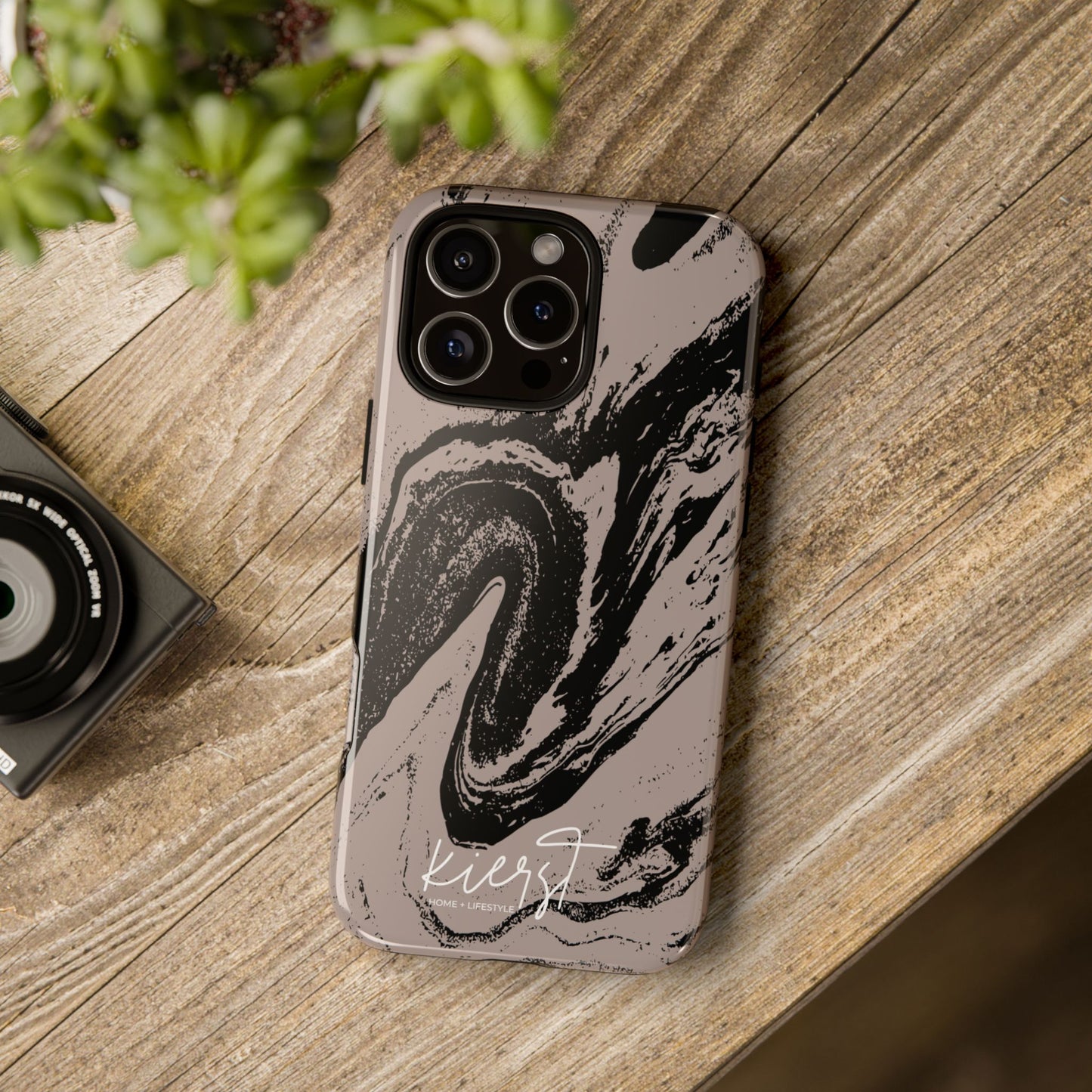 Taupe and Black Marble iPhone Case