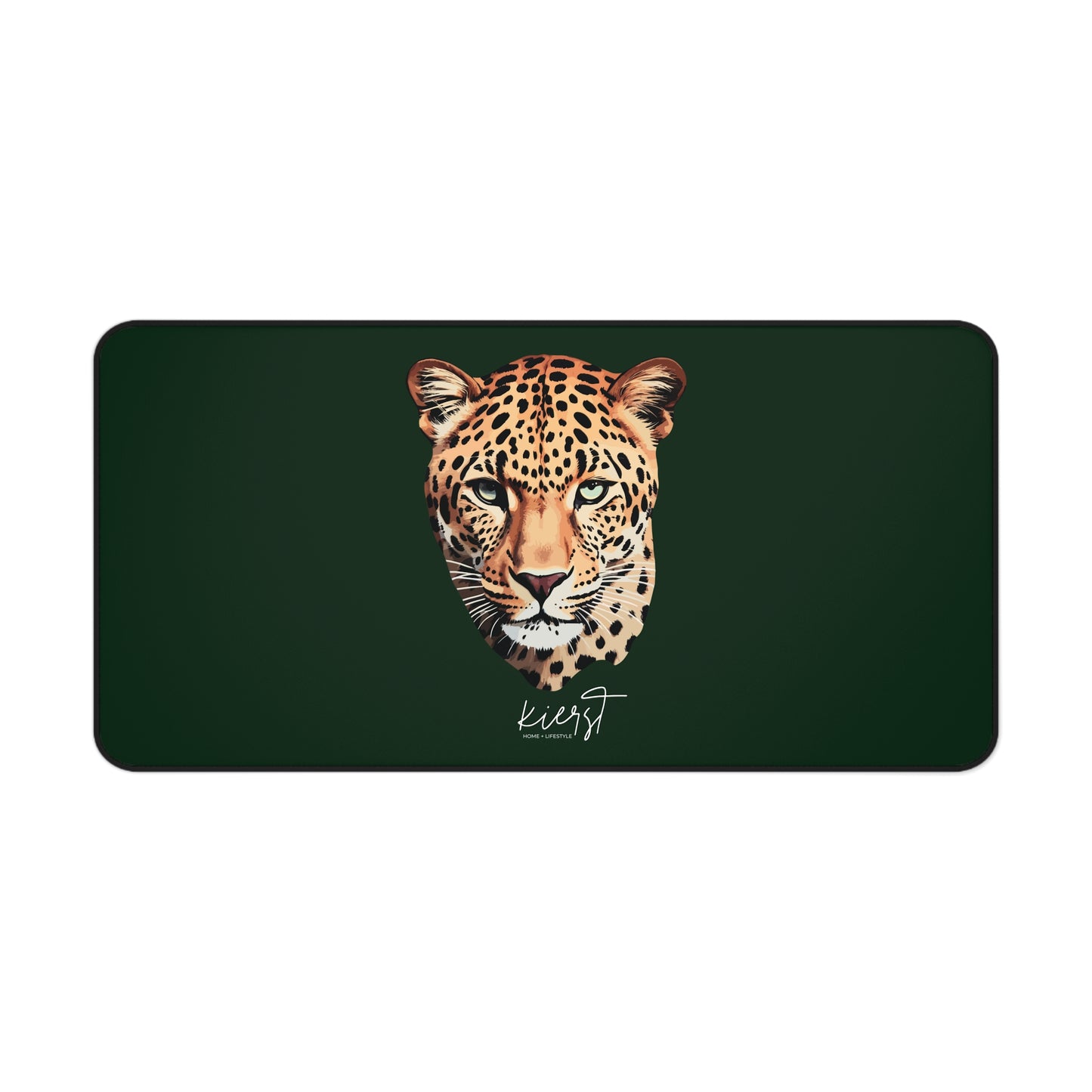 Leopard Head on Signature Midnight Pine Desk Mat