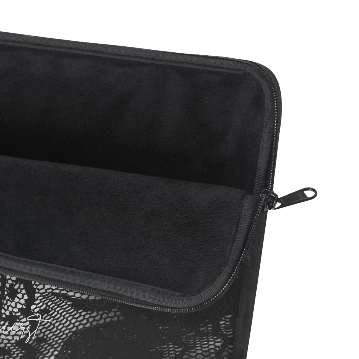 Black + White Lace Print Laptop Sleeve