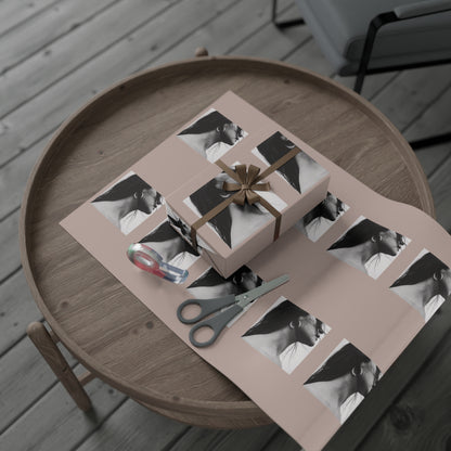 Black + White Fashion Portrait Wrapping Paper