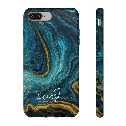 Teal & Gold Marble iPhone Case