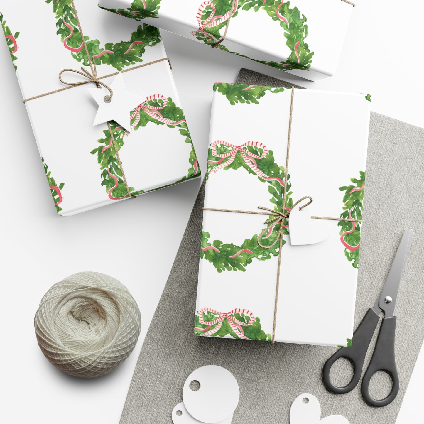 Watercolor Christmas Wreaths Gift Wrapping Paper