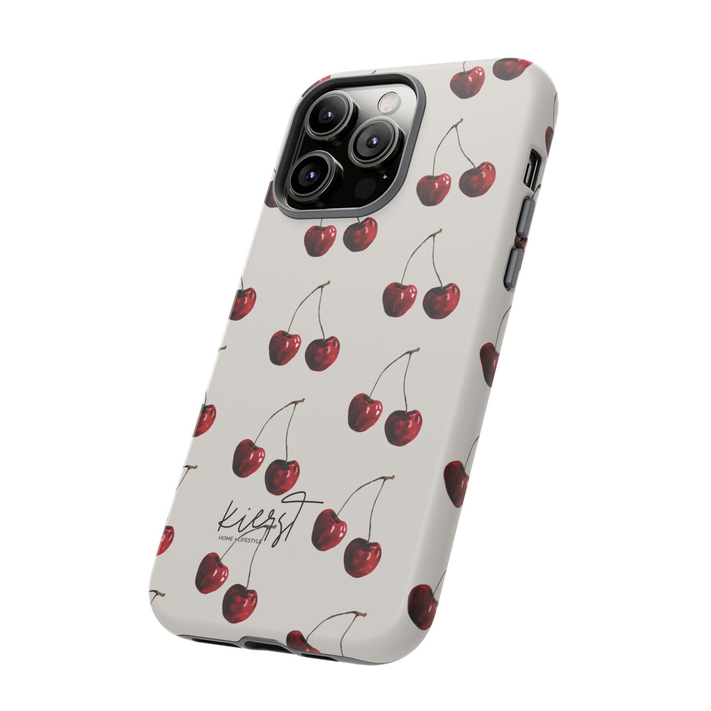 Moody Cherry Stems on White Bone iPhone Case | Timeless Contrast With A Twist of Charm