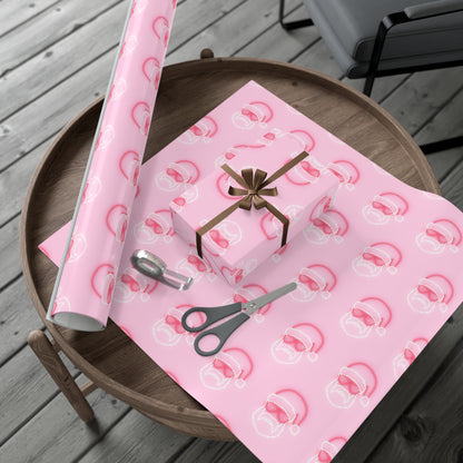 Neon Sign Santa on Pink Wrapping paper