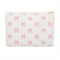 Multiple Pink Bows on Beige Accessory Pouch