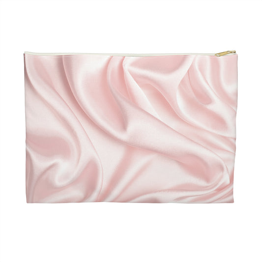 Pink Silk Print Accessory Pouch