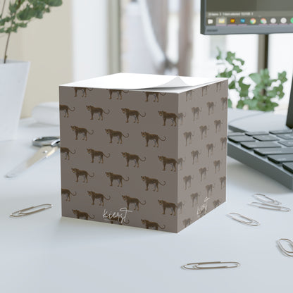 Leopards on Taupe Sticky Note Cube | Subtle Power, Soft Strength