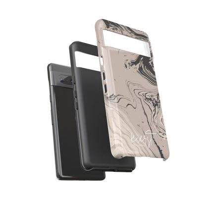 Cream, Grey, and Taupe Marble Google Pixel Case | Grounded Neutrals, Expressive Detail