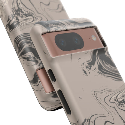 Cream, Grey, and Taupe Marble Google Pixel Case | Grounded Neutrals, Expressive Detail