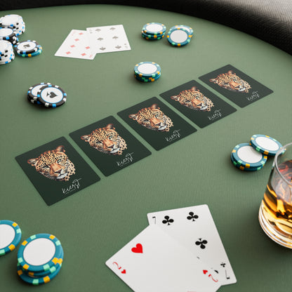 kierst Signature Midnight Pine Poker Playing Cards With Leopard Head