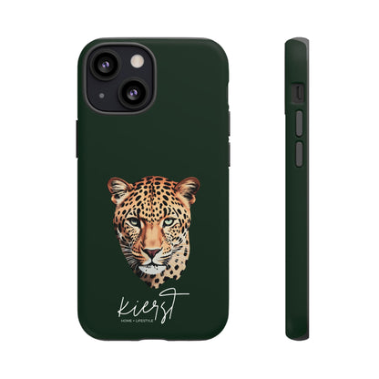 Leopard Head on Signature Midnight Pine iPhone Case | Designed to Stand Out