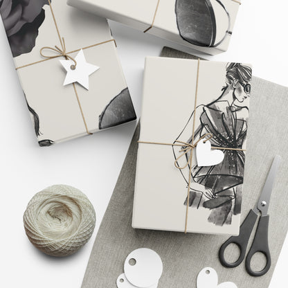 B&W Fashion Themed on Bone Gift Wrapping Paper