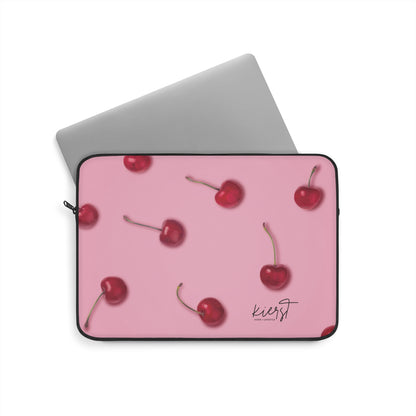 Cherries Laptop Sleeve | Pink Tech Accessory with Bold Fruit Print