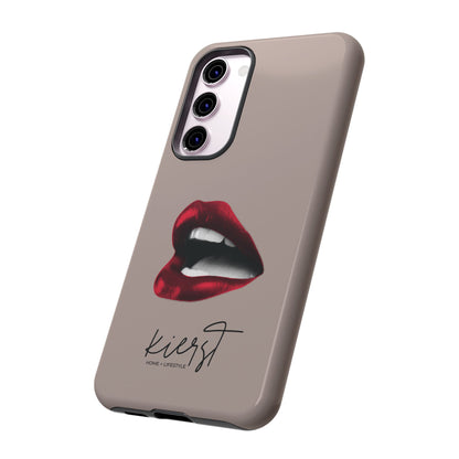Vintage Red Lips on Taupe Samsung Galaxy Phone Case