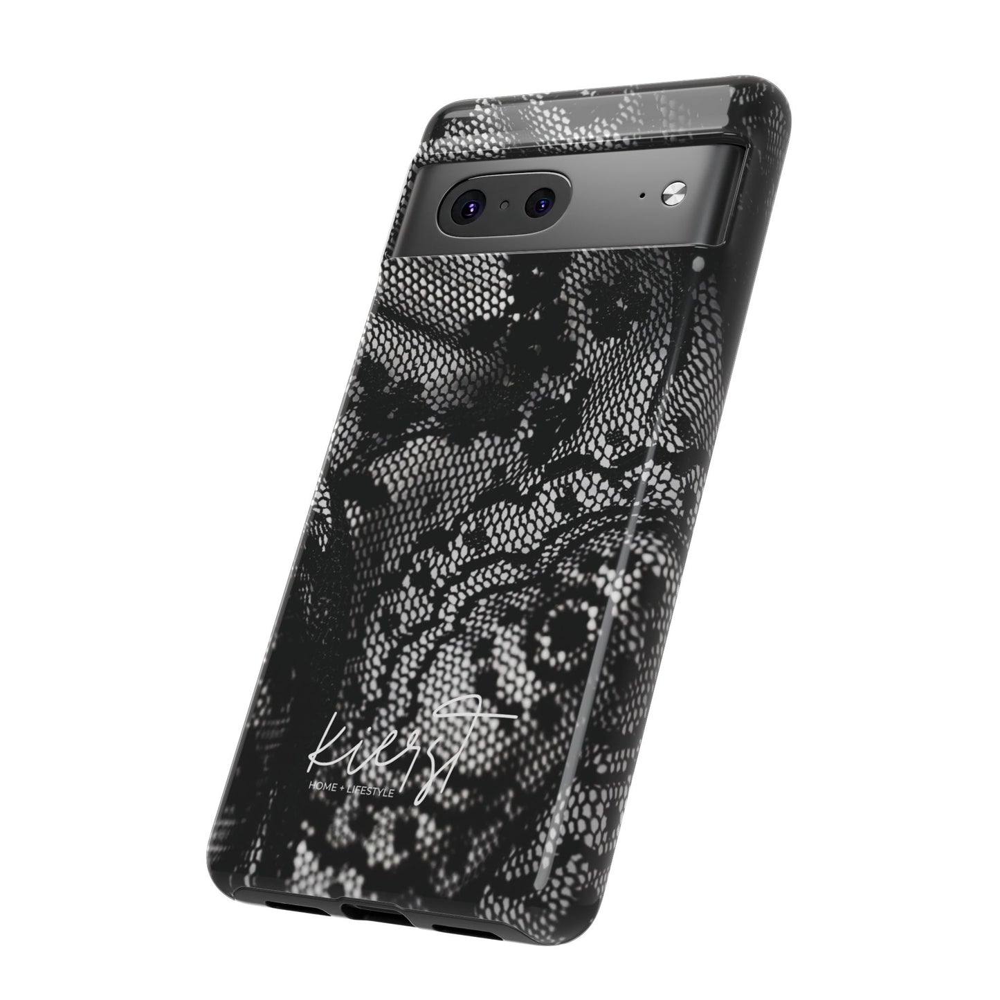 Black + White Lace Print Google Pixel Phone Case