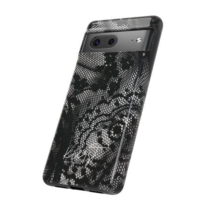 Black + White Lace Print Google Pixel Phone Case