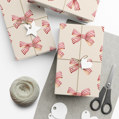 Red and Cream Bow Gift Wrapping Paper