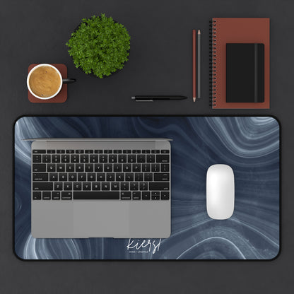 Navy Marble Print Desk Mat