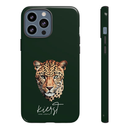 Leopard Head on Signature Midnight Pine iPhone Case | Designed to Stand Out