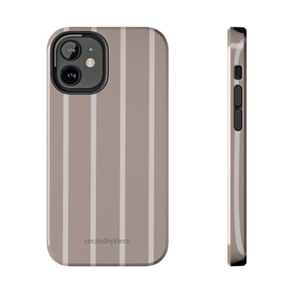 Cream and Brown Vertical Striped iPhone Case