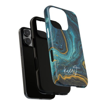 Teal & Gold Marble iPhone Case