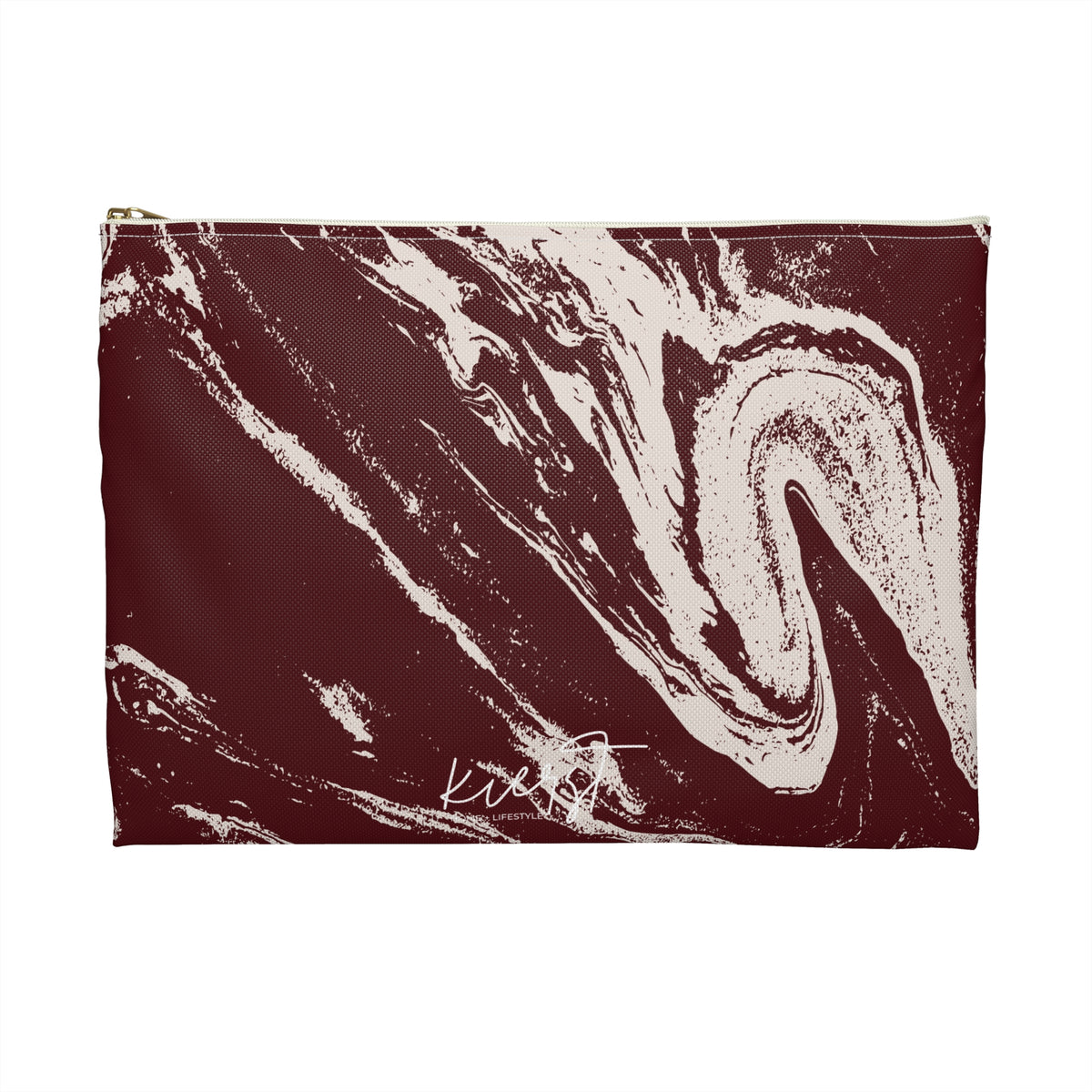 Cream Marble on Signature Velvet Noir Accessory Pouch