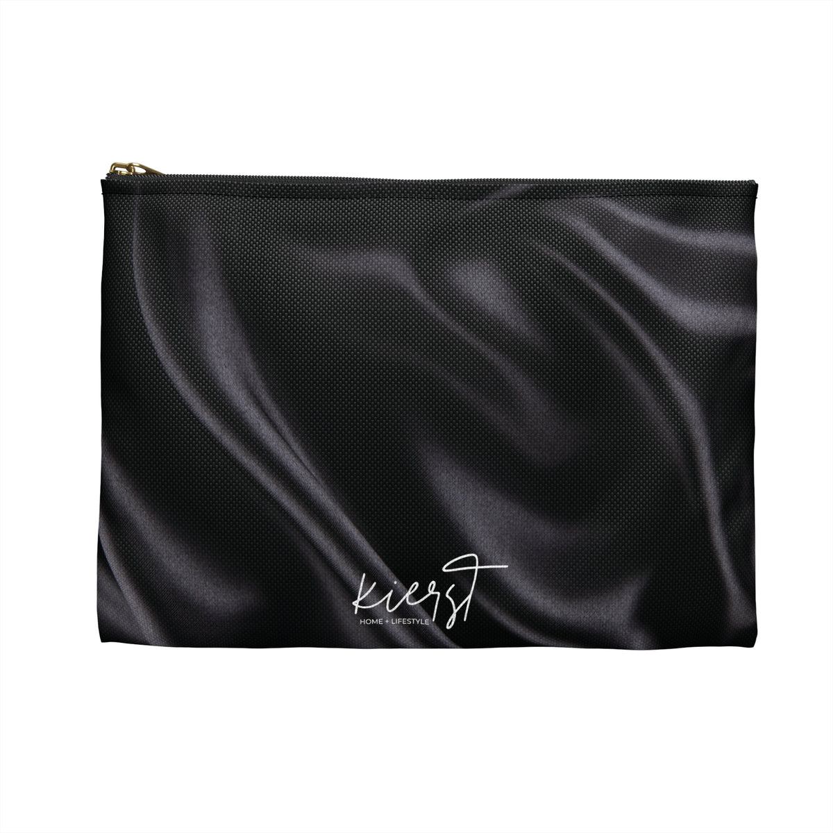 Black Silk Print Accessory Pouch