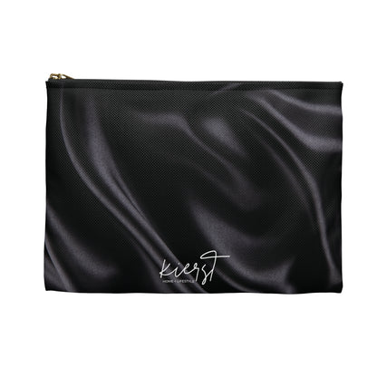 Black Silk Print Accessory Pouch