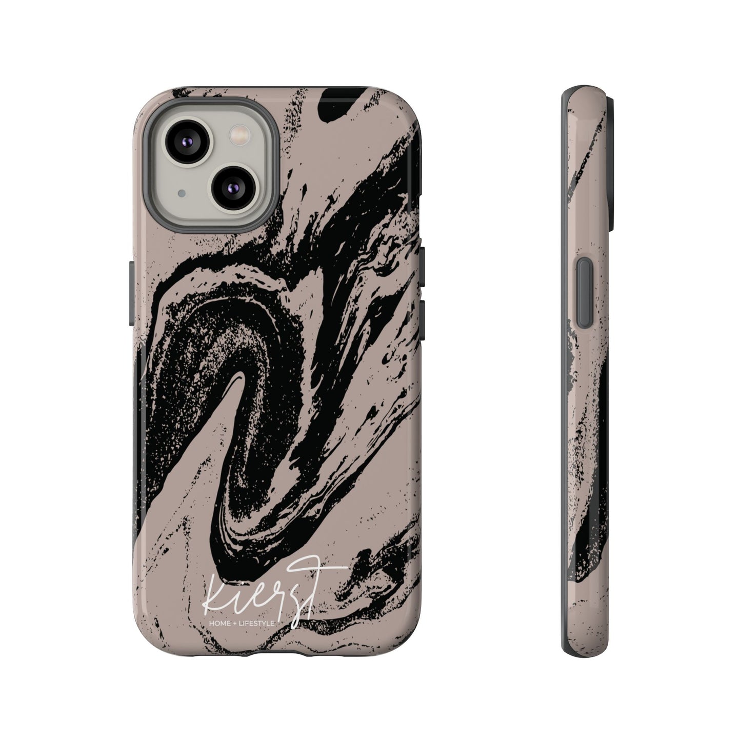 Taupe and Black Marble iPhone Case