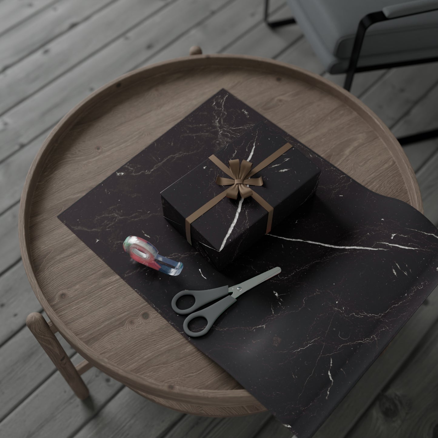 Black Marble Gift Wrapping Paper – Black and White Stone-Inspired Print