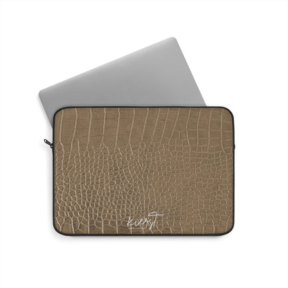 Tan Alligator Laptop Sleeve | Refined Texture Meets Everyday Function