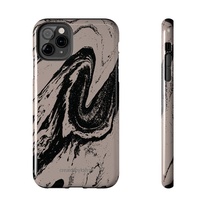 Taupe and Black Marble iPhone Case