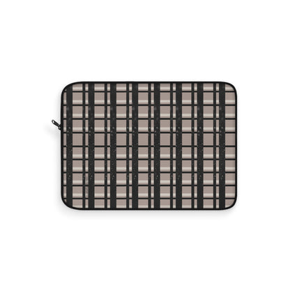 Tan, Black, Black Glitter Plaid Laptop Sleeve