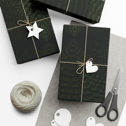 Deep Rich Green Snake Print Gift Wrapping Paper