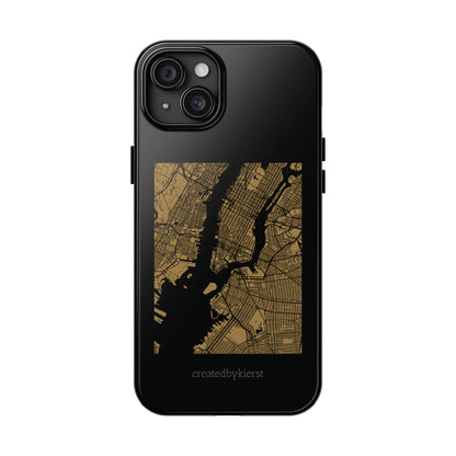 Black and Gold NYC Map iPhone Case