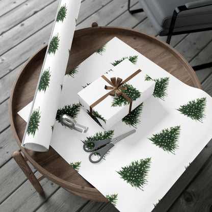 Watercolor Christmas Tree Gift Wrapping Paper