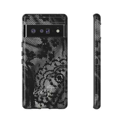 Black + White Lace Print Google Pixel Phone Case