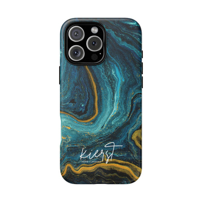 Teal & Gold Marble iPhone Case