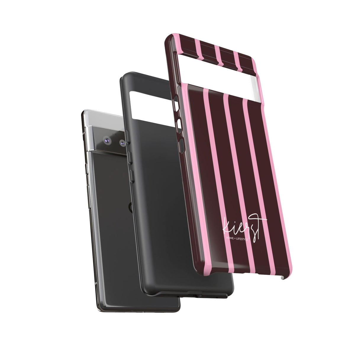 Signature Velvet Noir + Pink Stripes Google Pixel Phone Case