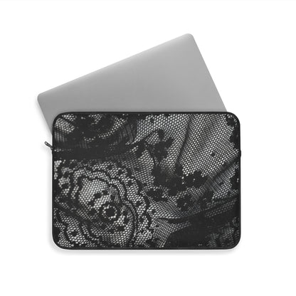 Black + White Lace Print Laptop Sleeve