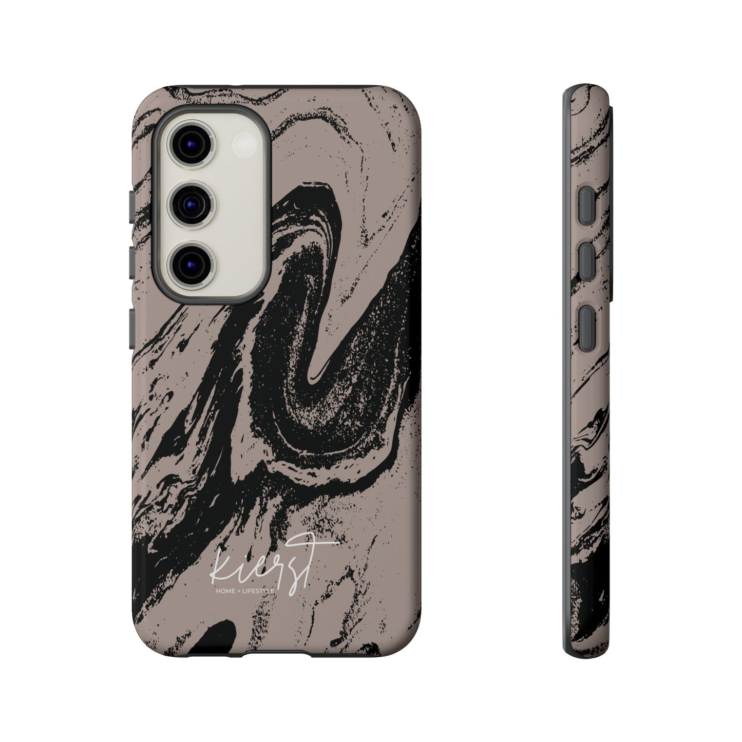 Black Marble on Taupe Samsung Galaxy Phone Case