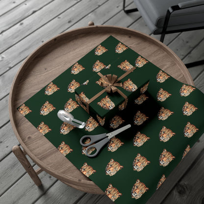 Leopard Head on Signature Midnight Pine Wrapping Paper