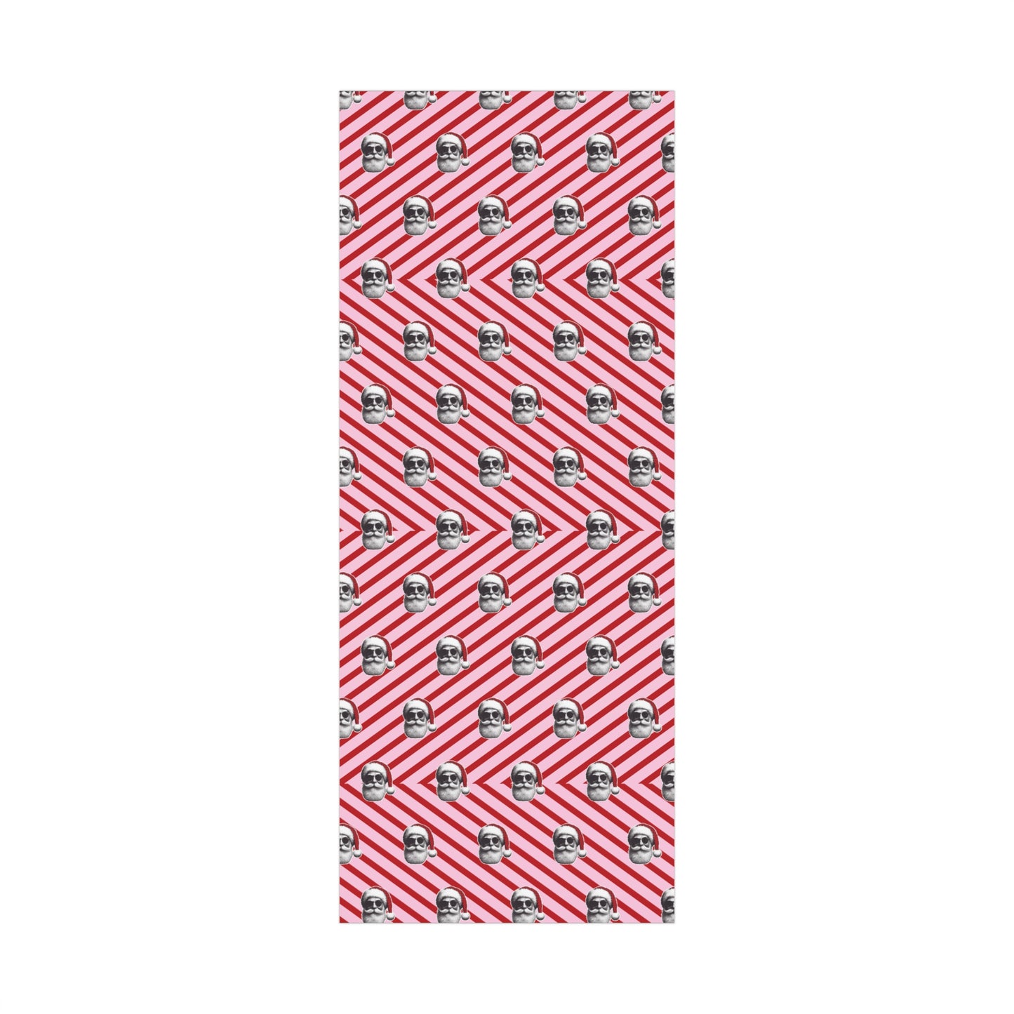 Cool Santa on Pink and Red Diagonal Striped Gift Wrapping paper
